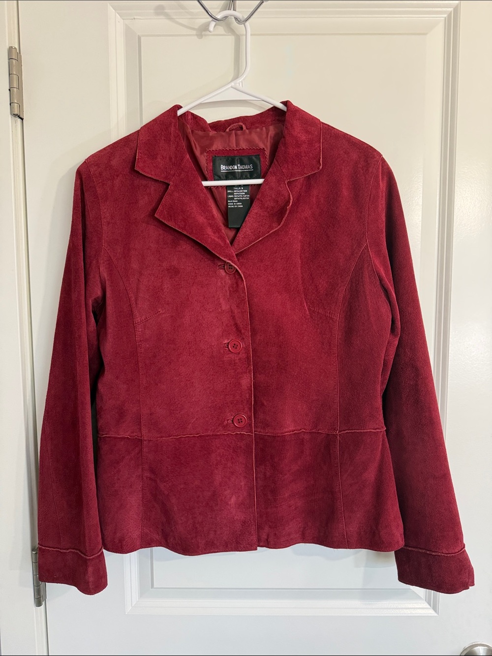 Brandon Thomas Red Suede Leather Blazer Jacket Size M Button Front